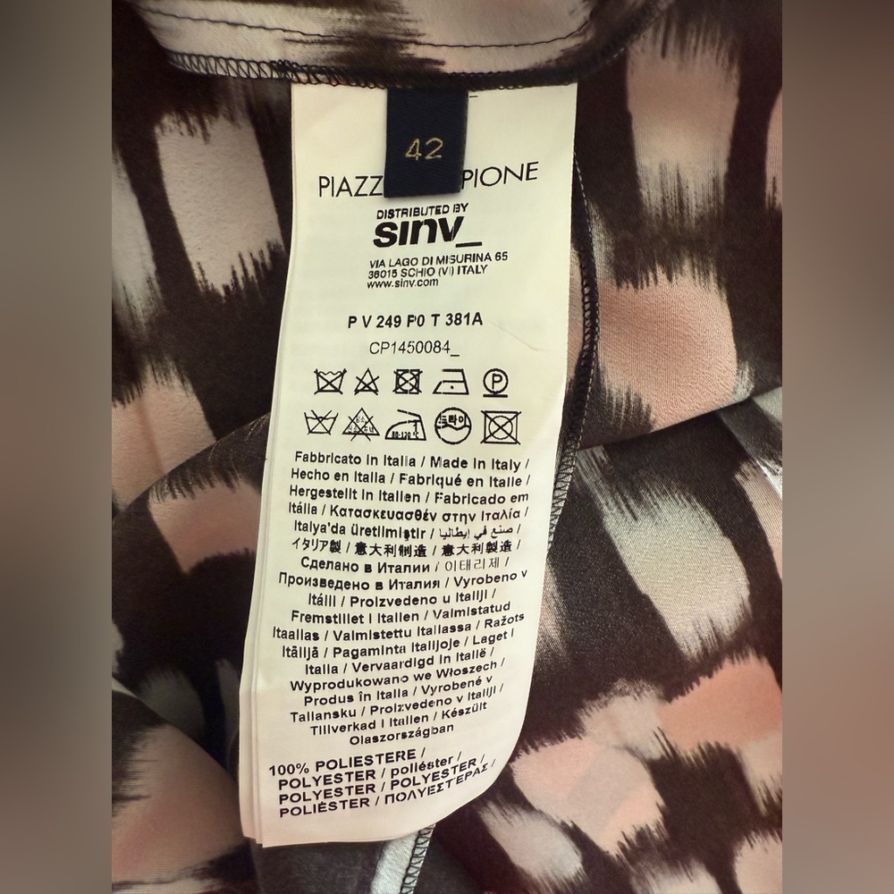 Piazza Sempione Black, Peach & Cream Printed Long-Sleeve Shirt Dress - Picture 5 of 6